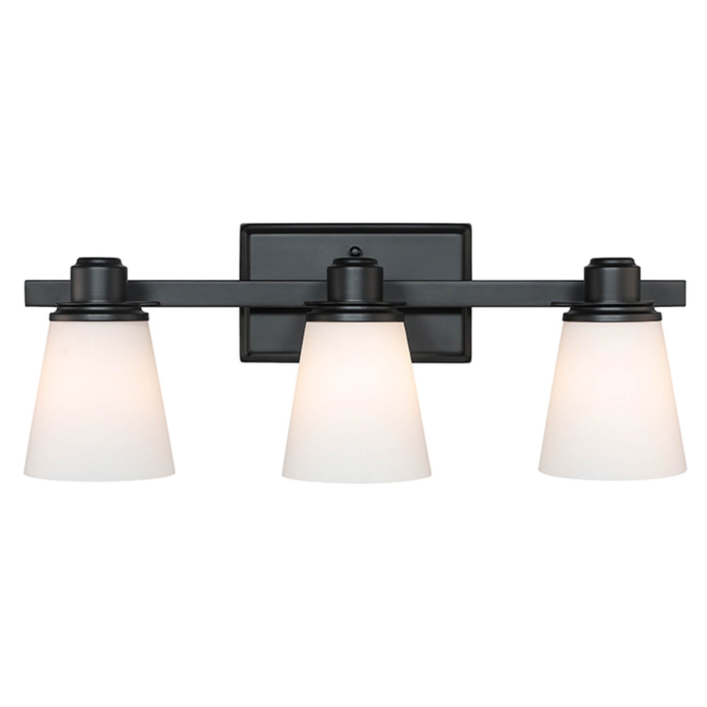 Matte Black Vanity Light with White Glass Shade 3-Light Bathroom Sconce XB-W220-3-MB
