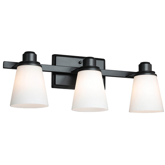 Matte Black Vanity Light with White Glass Shade 3-Light Bathroom Sconce XB-W220-3-MB