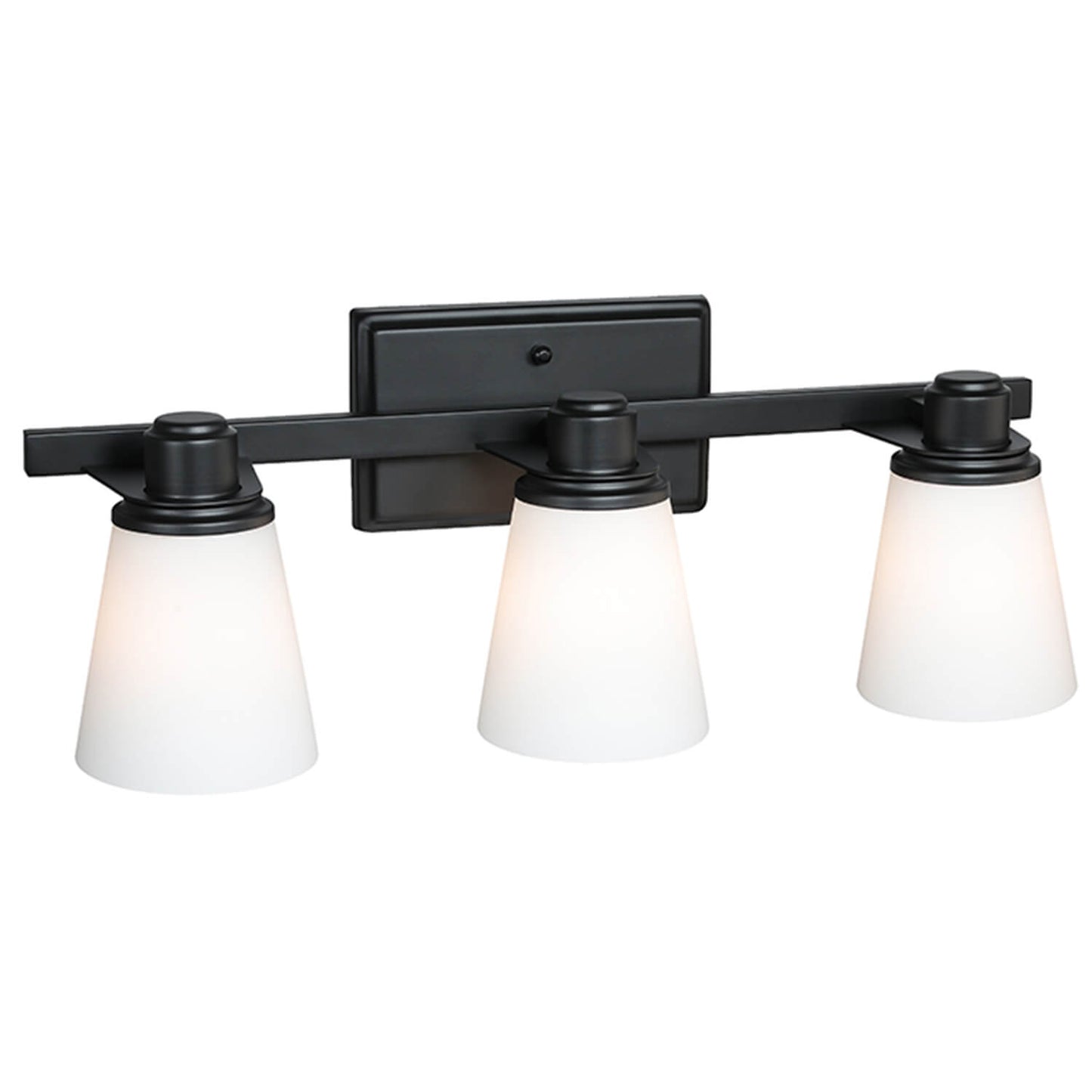 Matte Black Vanity Light with White Glass Shade 3-Light Bathroom Sconce XB-W220-3-MB