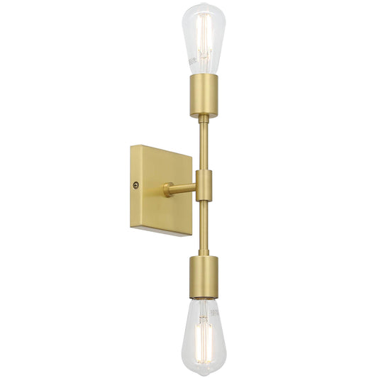Modern 2-Light Bathroom Vanity Sconce with LED Bulb in Satin Brass XB-W2235-2-SB-LED