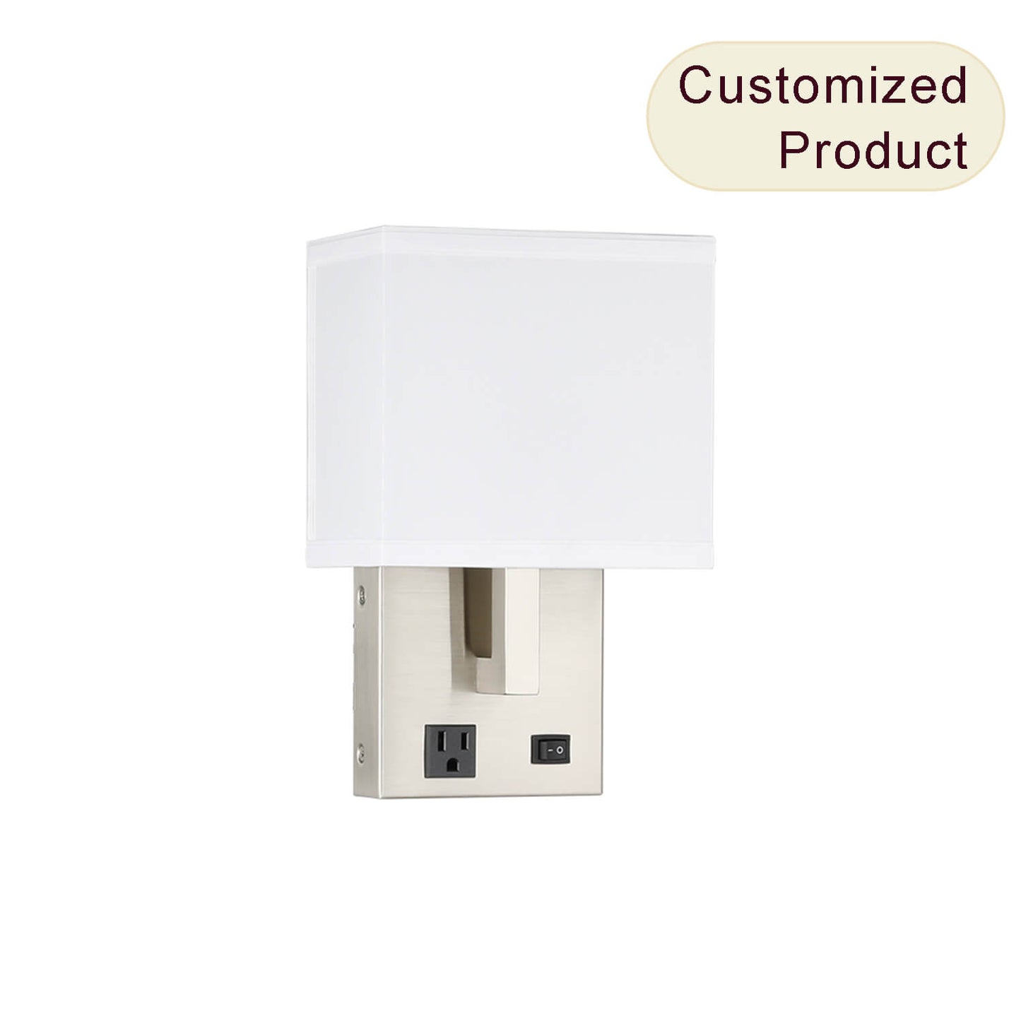 Factory Price Rectangle Fabric Lampshade Bedroom Lamps Bedside Led Reading Wall Sconce Hotel Wall Lamp With Outlet XB-W250-BN