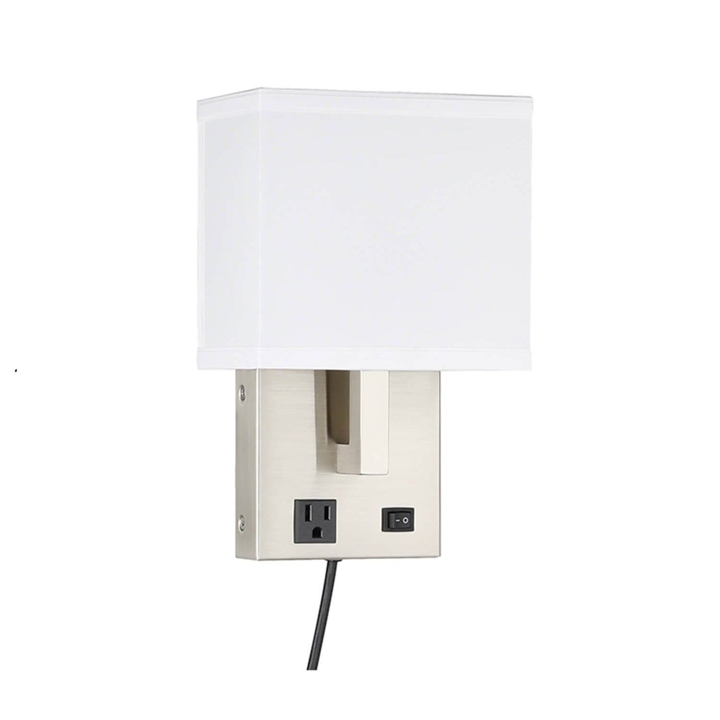 Factory Price Rectangle Fabric Lampshade Bedroom Lamps Bedside Led Reading Wall Sconce Hotel Wall Lamp With Outlet XB-W250-BN