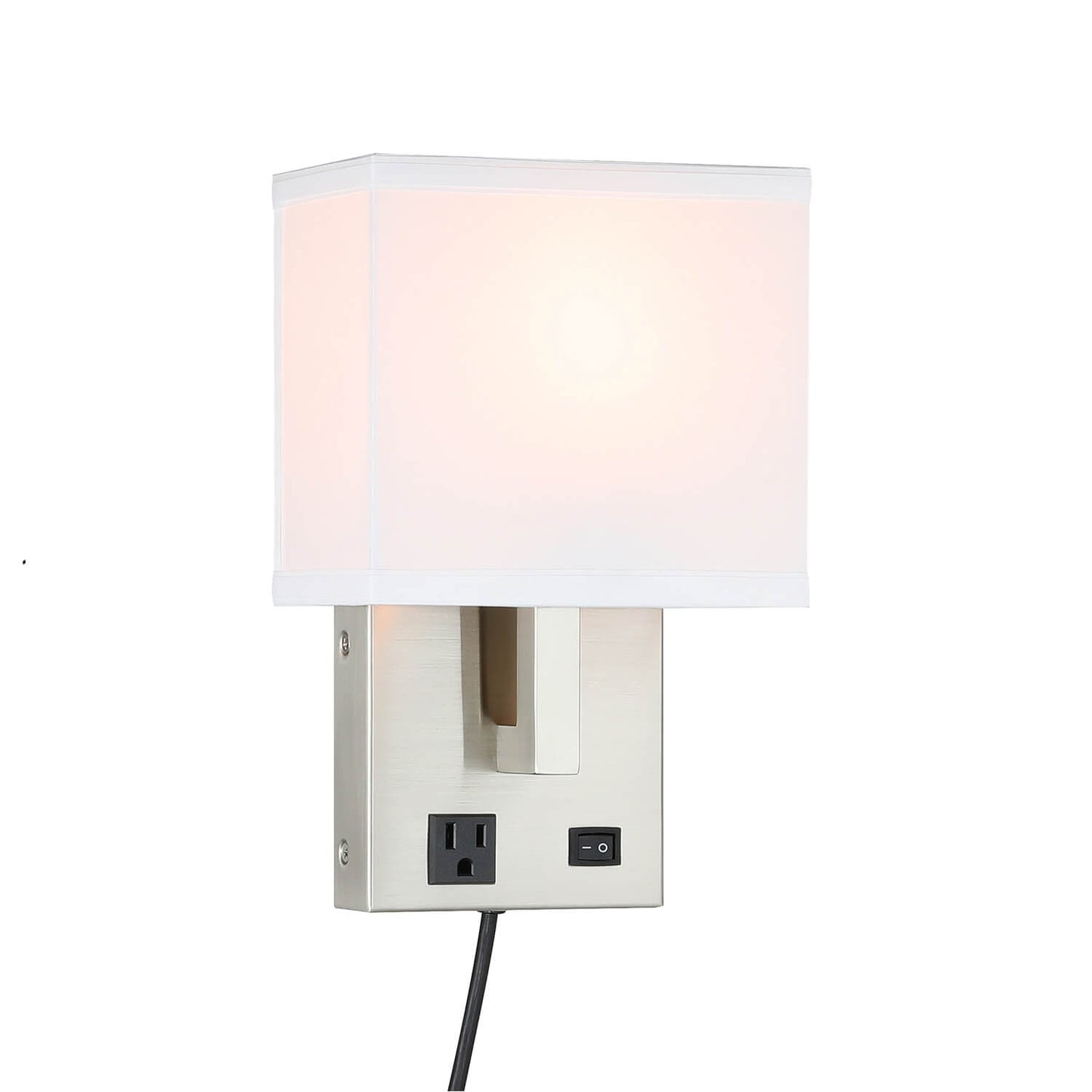 Factory Price Rectangle Fabric Lampshade Bedroom Lamps Bedside Led Reading Wall Sconce Hotel Wall Lamp With Outlet XB-W250-BN