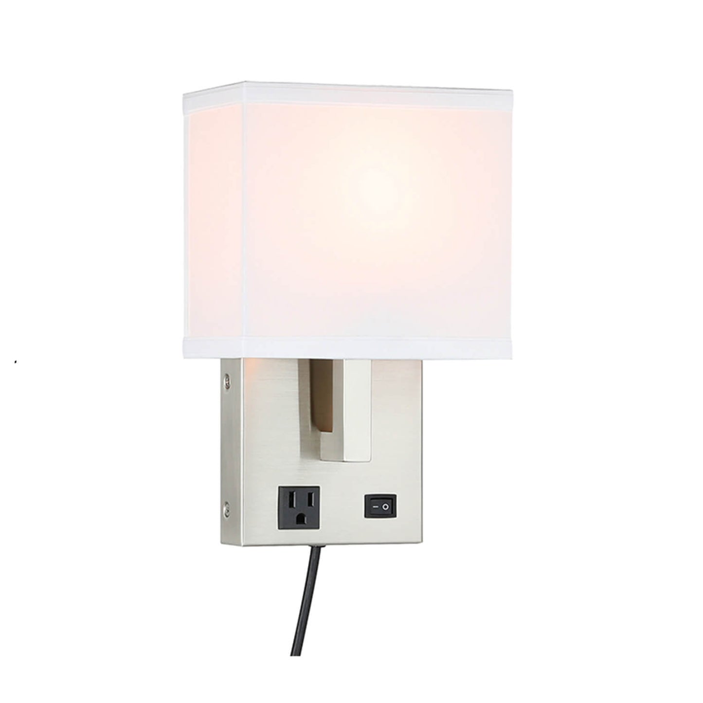 Factory Price Rectangle Fabric Lampshade Bedroom Lamps Bedside Led Reading Wall Sconce Hotel Wall Lamp With Outlet XB-W250-BN