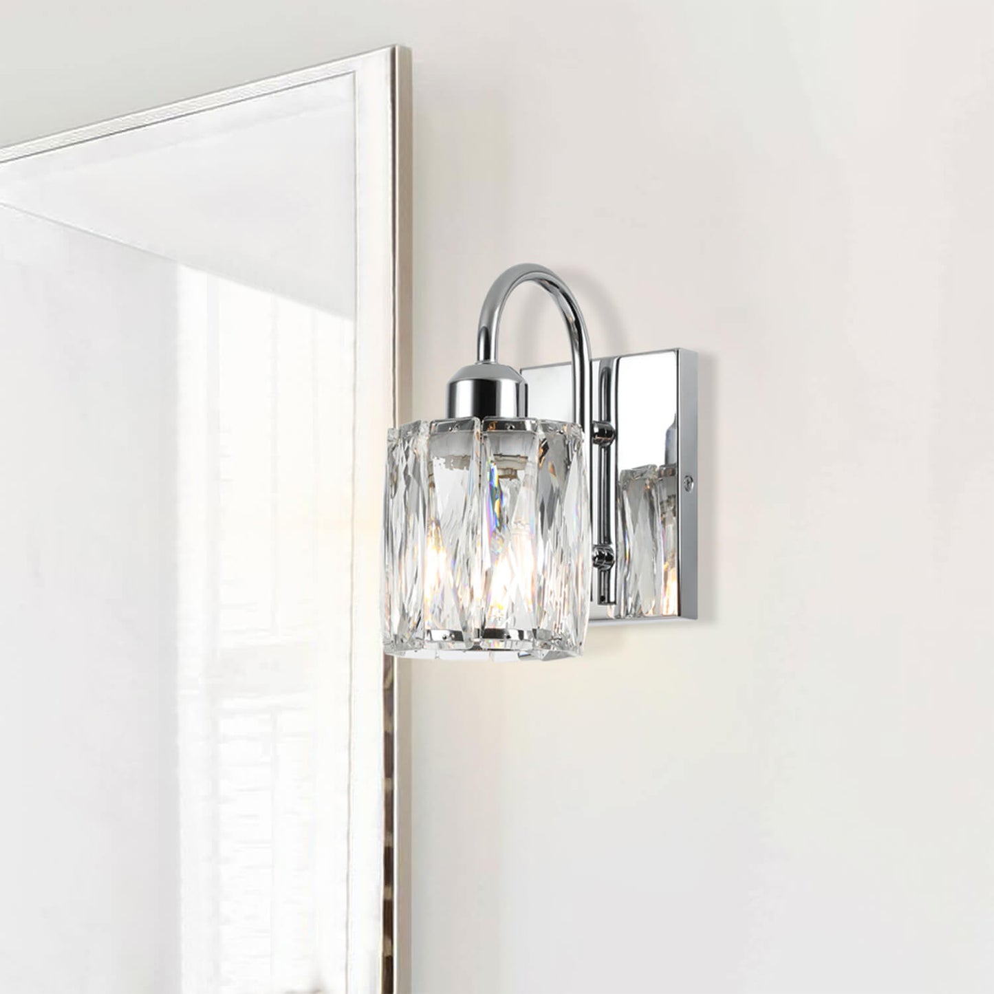 Modern Chrome Wall Sconce with Crystal Shade XB-W326-1-CH