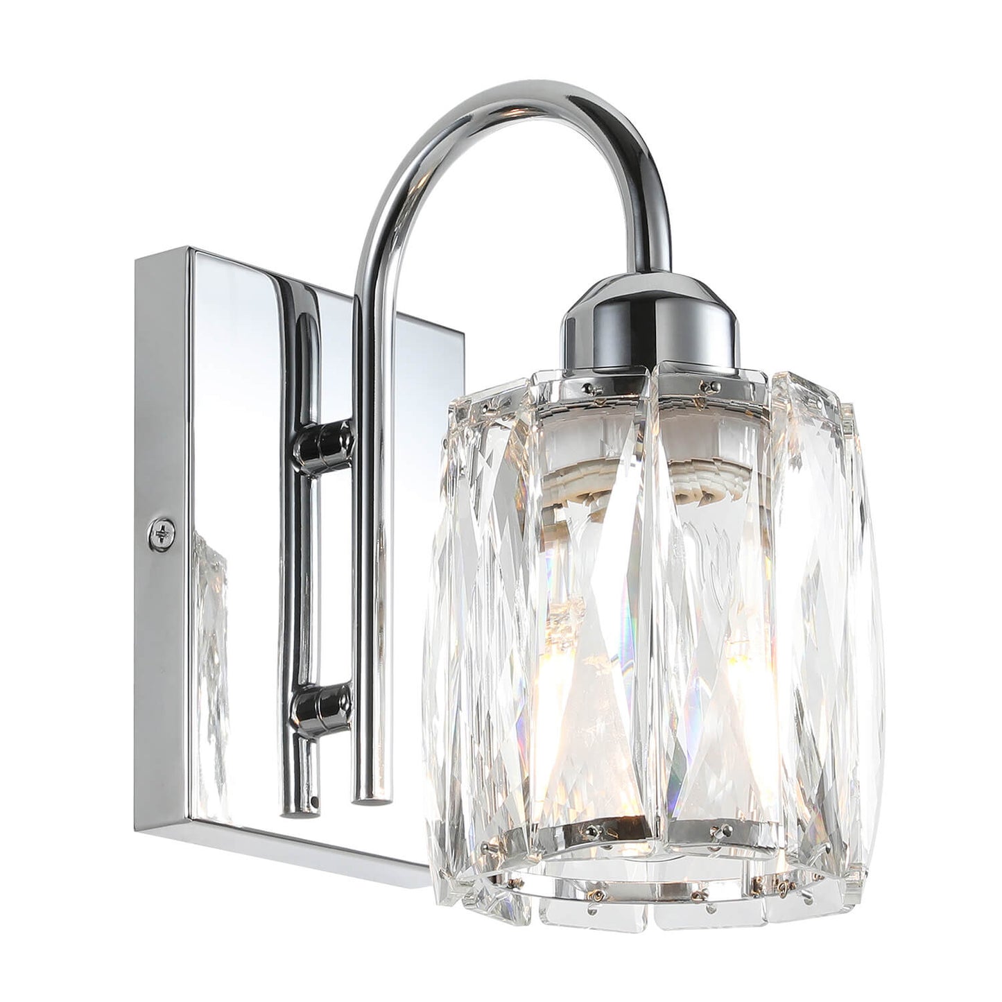 Modern Chrome Wall Sconce with Crystal Shade XB-W326-1-CH