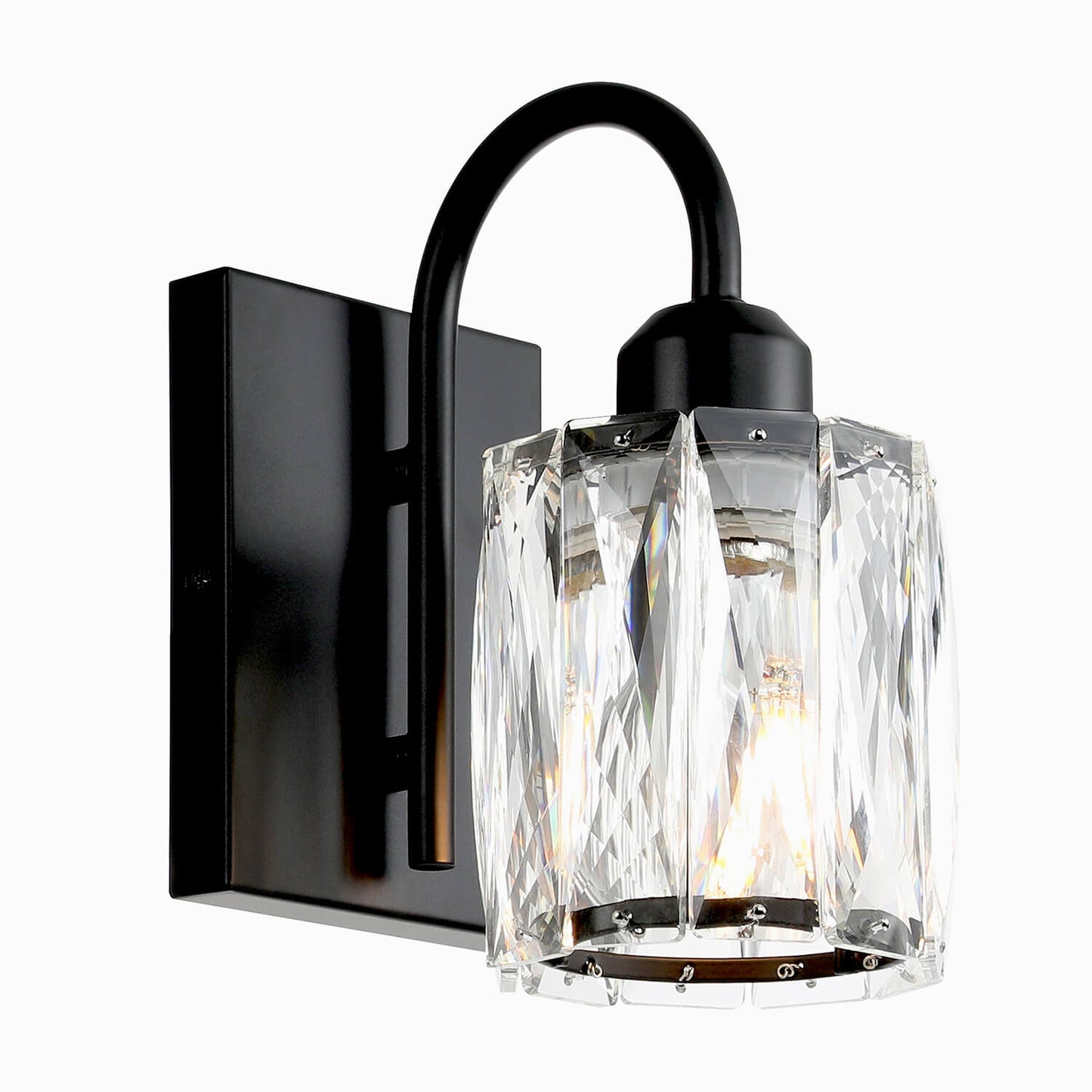 Modern Black Wall Sconce with K9 Crystal Shade Single Light Fixture XB-W326-1-MB