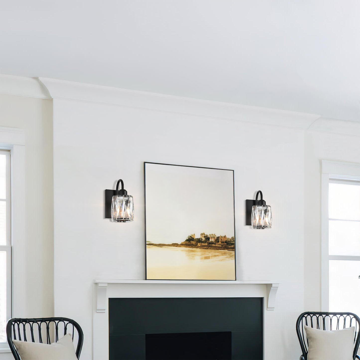 Modern Black Wall Sconce with K9 Crystal Shade Single Light Fixture XB-W326-1-MB