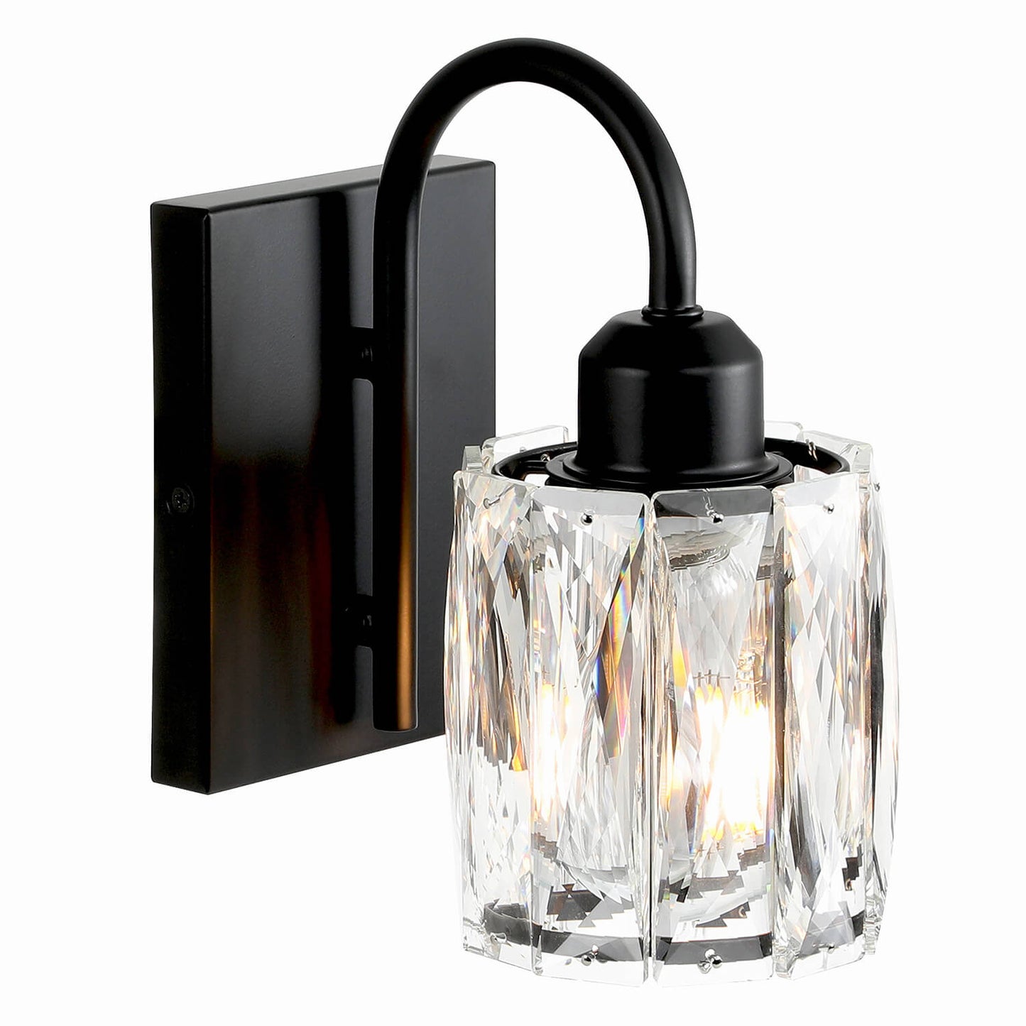 Modern Black Wall Sconce with K9 Crystal Shade Single Light Fixture XB-W326-1-MB