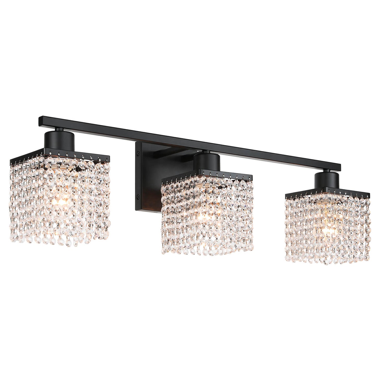 3-Light Modern Black Crystal Vanity Light XB-W327-3-MB