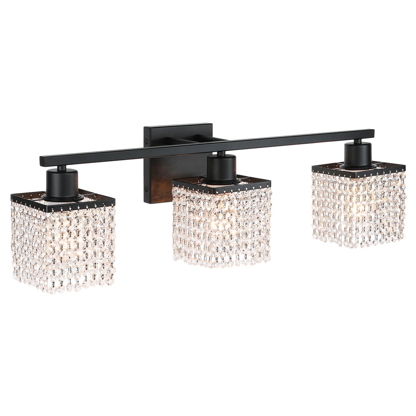 3-Light Modern Black Crystal Vanity Light XB-W327-3-MB