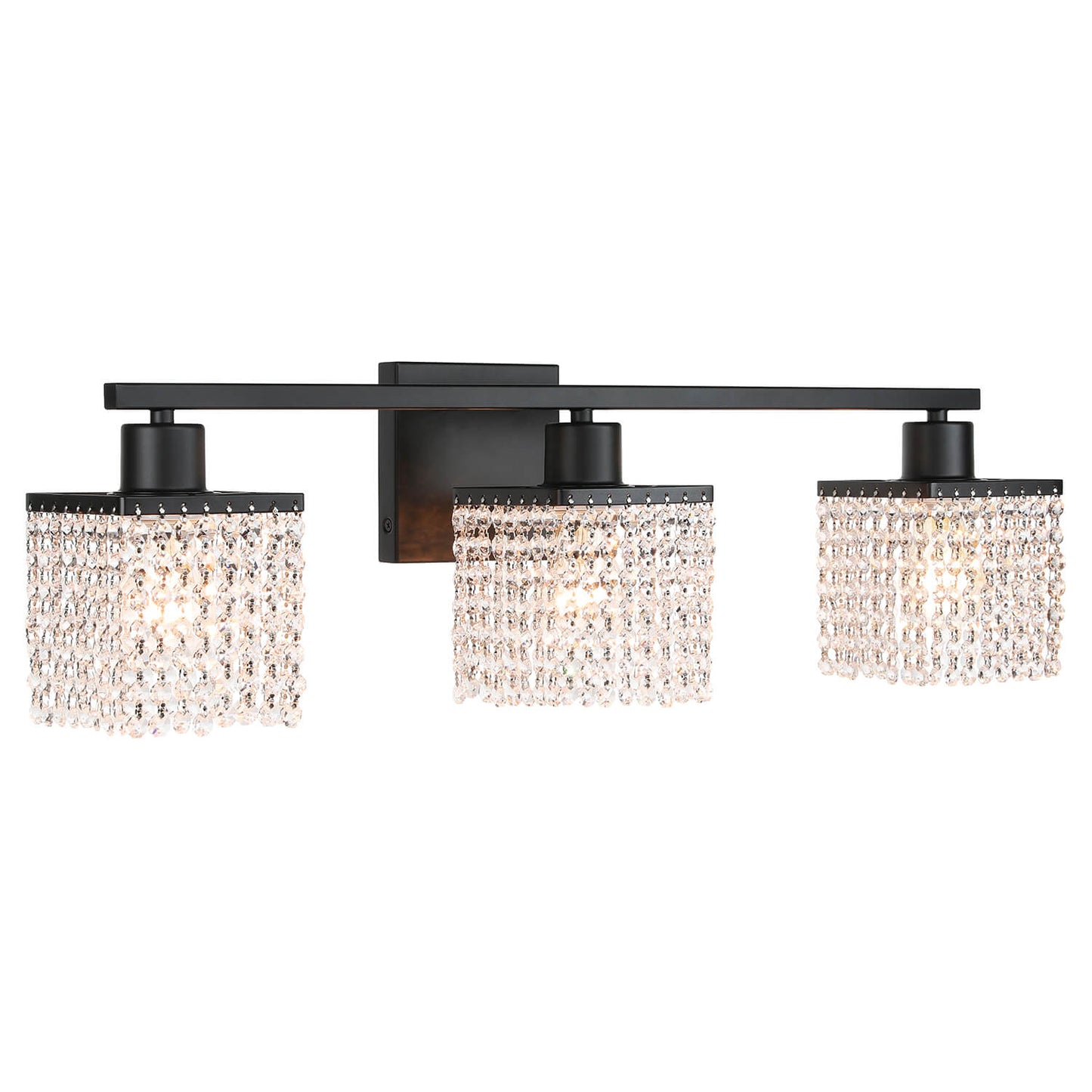 3-Light Modern Black Crystal Vanity Light XB-W327-3-MB