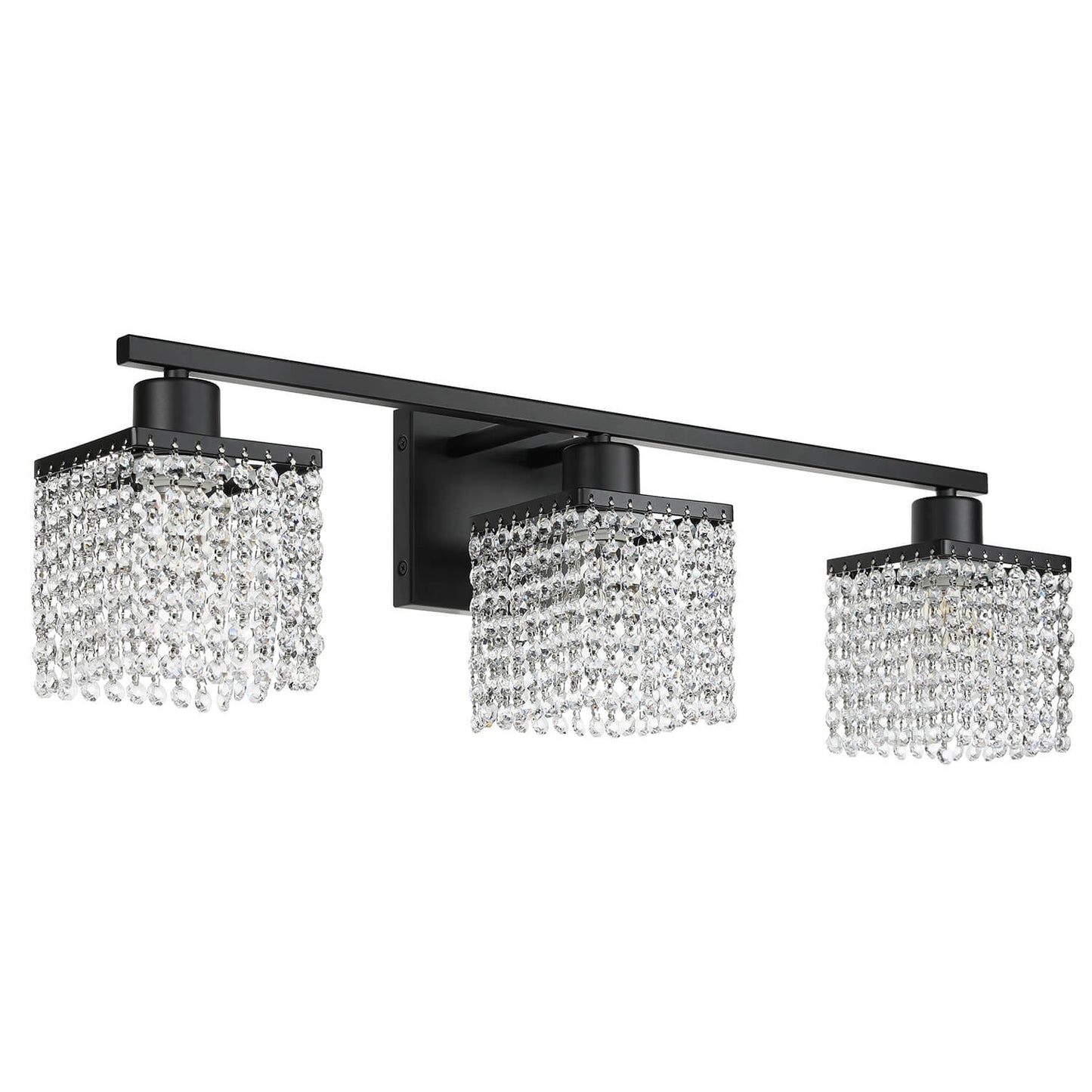 3-Light Modern Black Crystal Vanity Light XB-W327-3-MB
