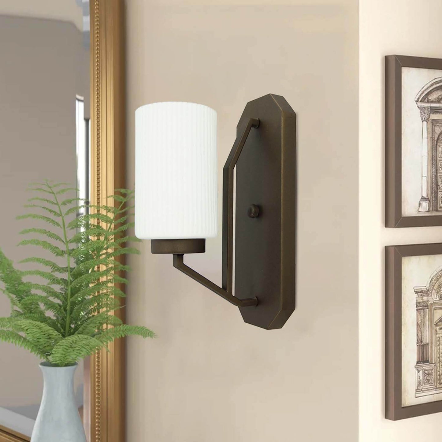 Hotel Home Dark Bronze Single Iron Wall Sconce Glass Wall Mounted Bedside Wall Light Lamp XB-W816-1-DB
