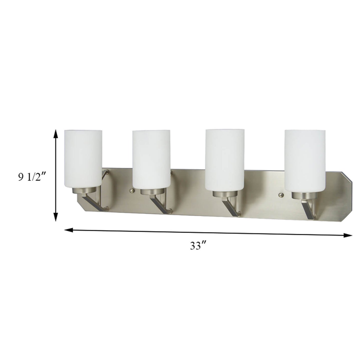 Modern Indoor 4 Light Wall Light, Satin Nickel Glass Wall Lamp Home Hotel Bathroom Vanity Light Fixtures Above Mirror XB-W816-4-SN