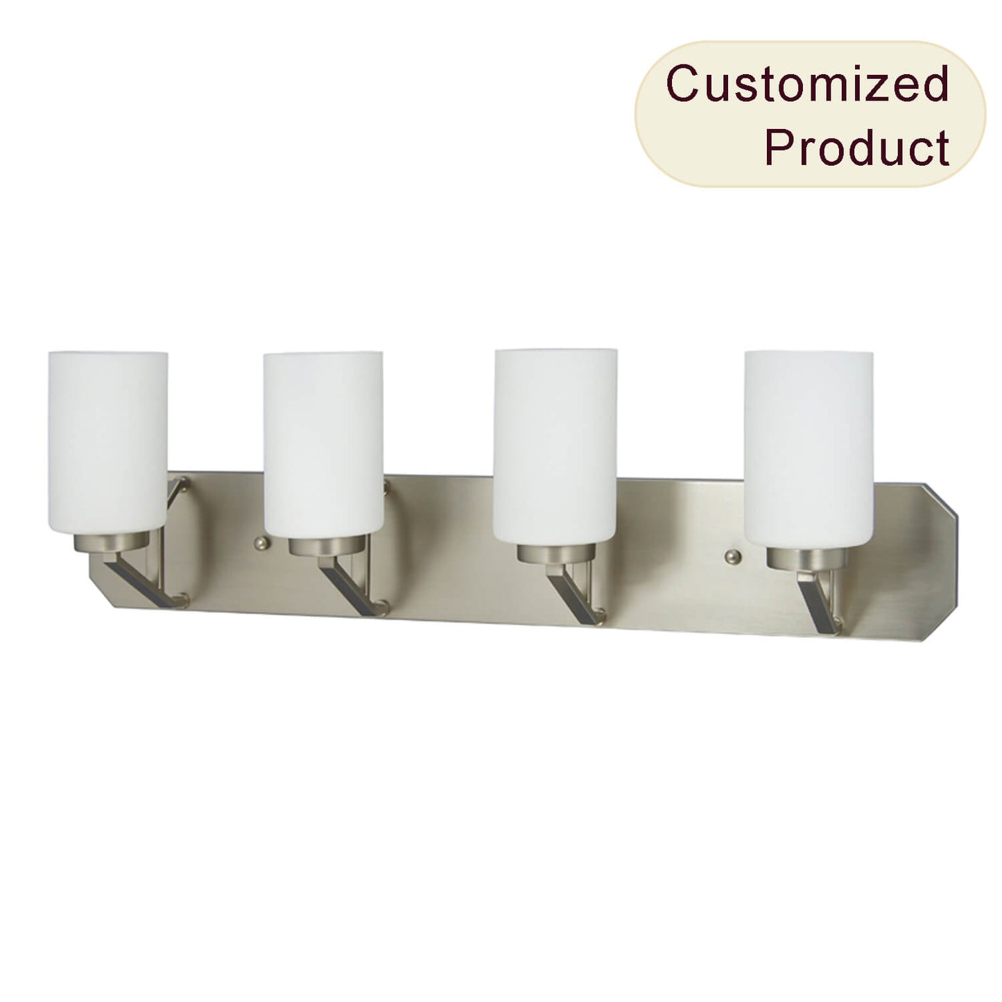 Modern Indoor 4 Light Wall Light, Satin Nickel Glass Wall Lamp Home Hotel Bathroom Vanity Light Fixtures Above Mirror XB-W816-4-SN