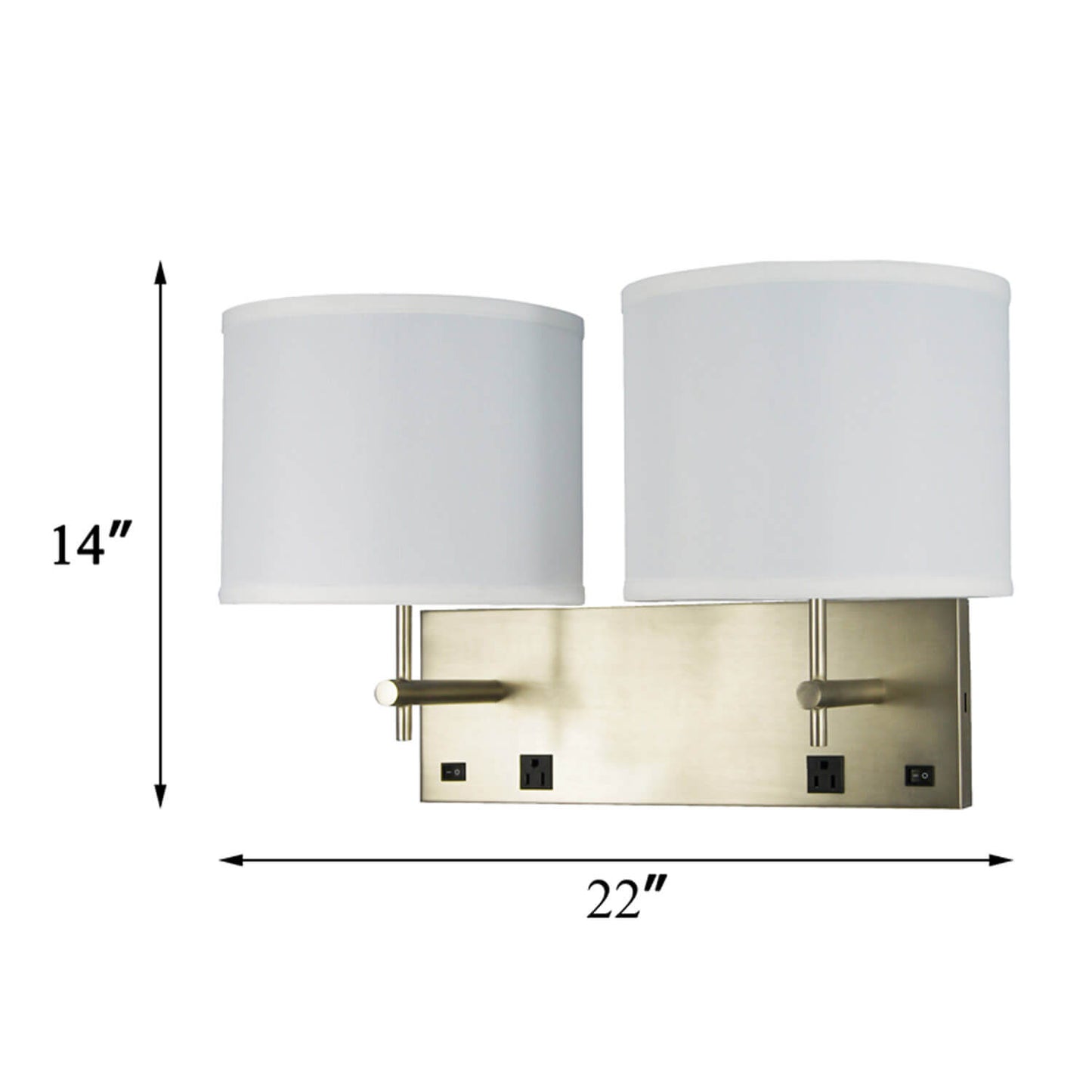Nickel Wall Lamp Fabric Shade Double Headboard Reading Wall Lights up Light Bedroom XB-W952-BN