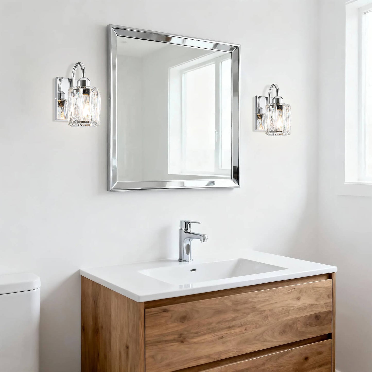 Modern Chrome Wall Sconce with Crystal Shade XB-W326-1-CH