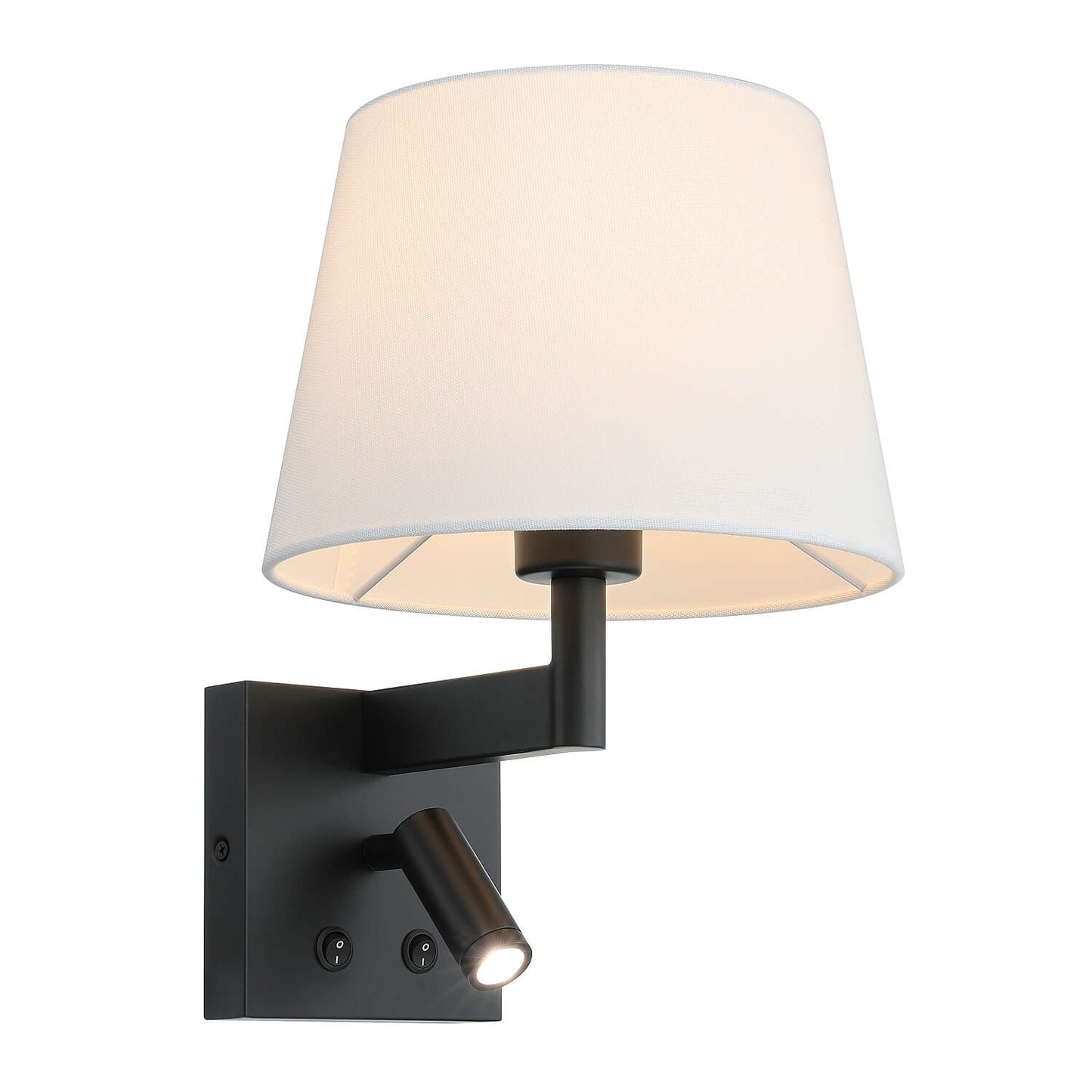 Hardwired Wall Sconce Reading Light with Linen Shade & Switch in Matte Black XB-W468-LED-MB