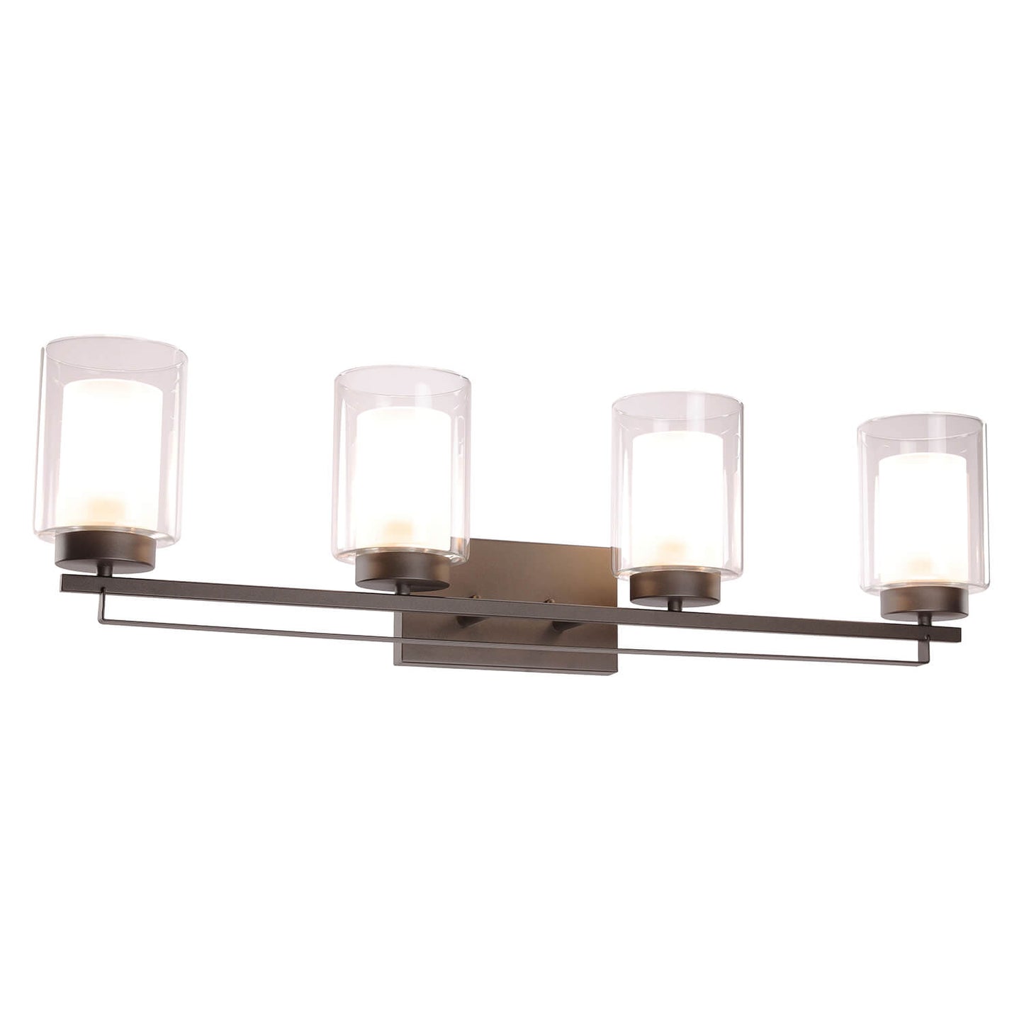 4 Light Bathroom Vanity Lighting with Dual Glass Shade in Dark Bronze XB-W1195-4-DB
