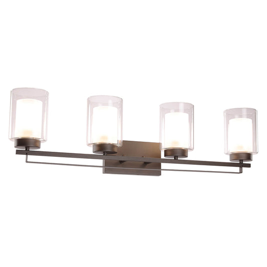 4 Light Bathroom Vanity Lighting with Dual Glass Shade in Dark Bronze XB-W1195-4-DB