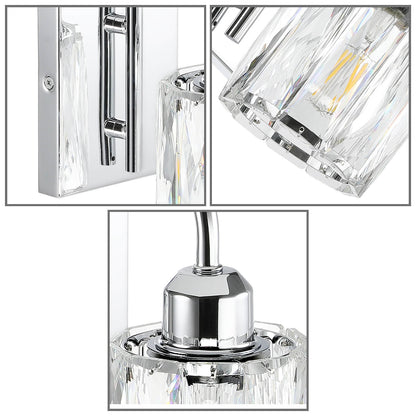 Modern Chrome Wall Sconce with Crystal Shade XB-W326-1-CH