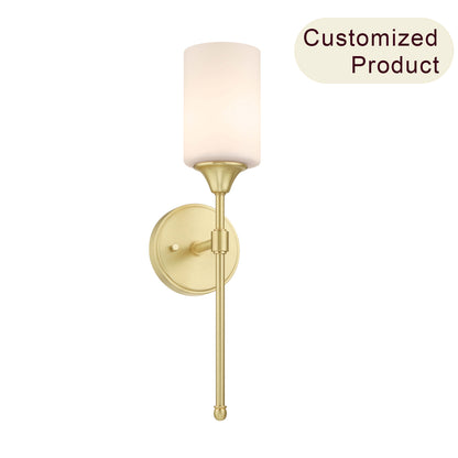 Bathroom Vanity Wall Sconce Light Fixture, Glass Shade, Satin Brass Finish XB-W1216-SB