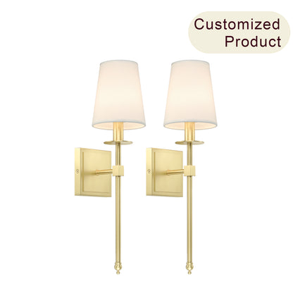 Set of 2 Brass Wall Sconces with Fabric Shade for Corridor XB-W1307-SB
