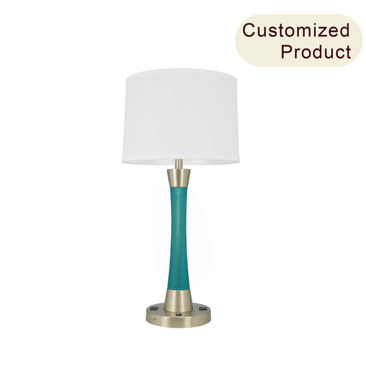 Modern Blue Resin Hotel Reading Lamps Nickel Table Lamps Luxury Bedside Lamps Bedroom With Usb Outlet XB-TL231-AQUA