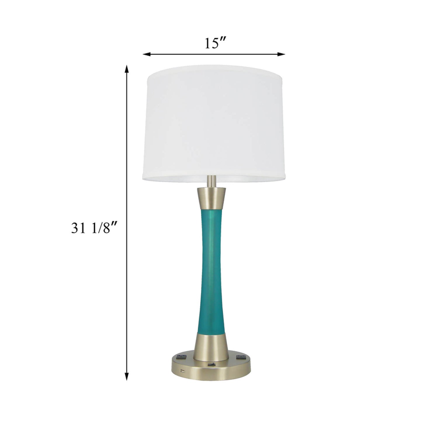 Modern Blue Resin Hotel Reading Lamps Nickel Table Lamps Luxury Bedside Lamps Bedroom With Usb Outlet XB-TL231-AQUA
