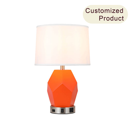 2025 Decor Usb Charging Fabric E26 Bedside Lamp Hotel Lighting Bedside Table Lamp for Bedroom XB-TL300-Orange