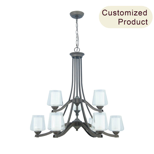 Classic Iron Modern Pendant Chandelier Restaurant Black Living Room Modern Chandeliers Lighting XB-C1197-9-DB