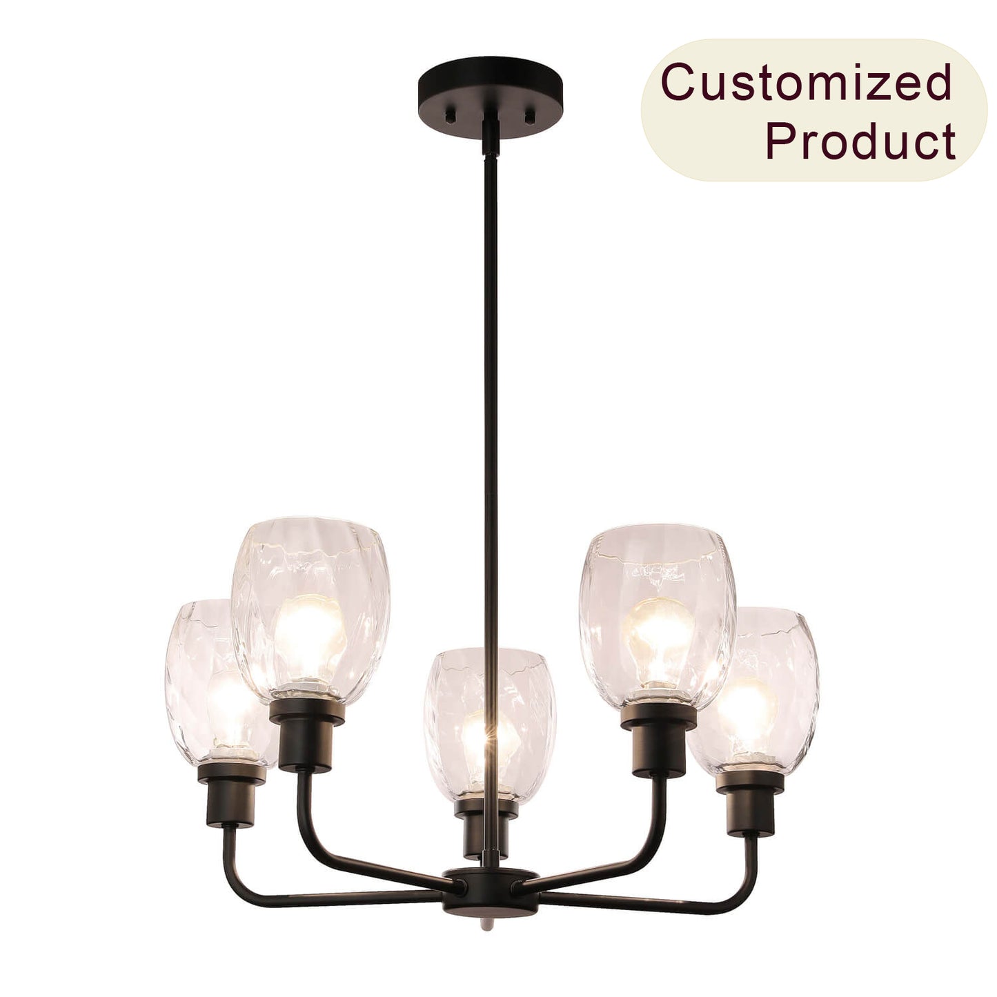 Black 5-Light Glass Chandelier XB-C1210-5-MBK