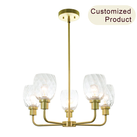 5-Light Modern Chandelier in Satin Brass with Clear Glass XB-C1210-5-SB