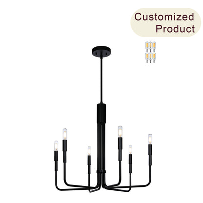 Farmhouse Chandelier, 6-Light Black Pendant Light Fixture for Kitchen Dining Room XB-C1213-6-MBK-1