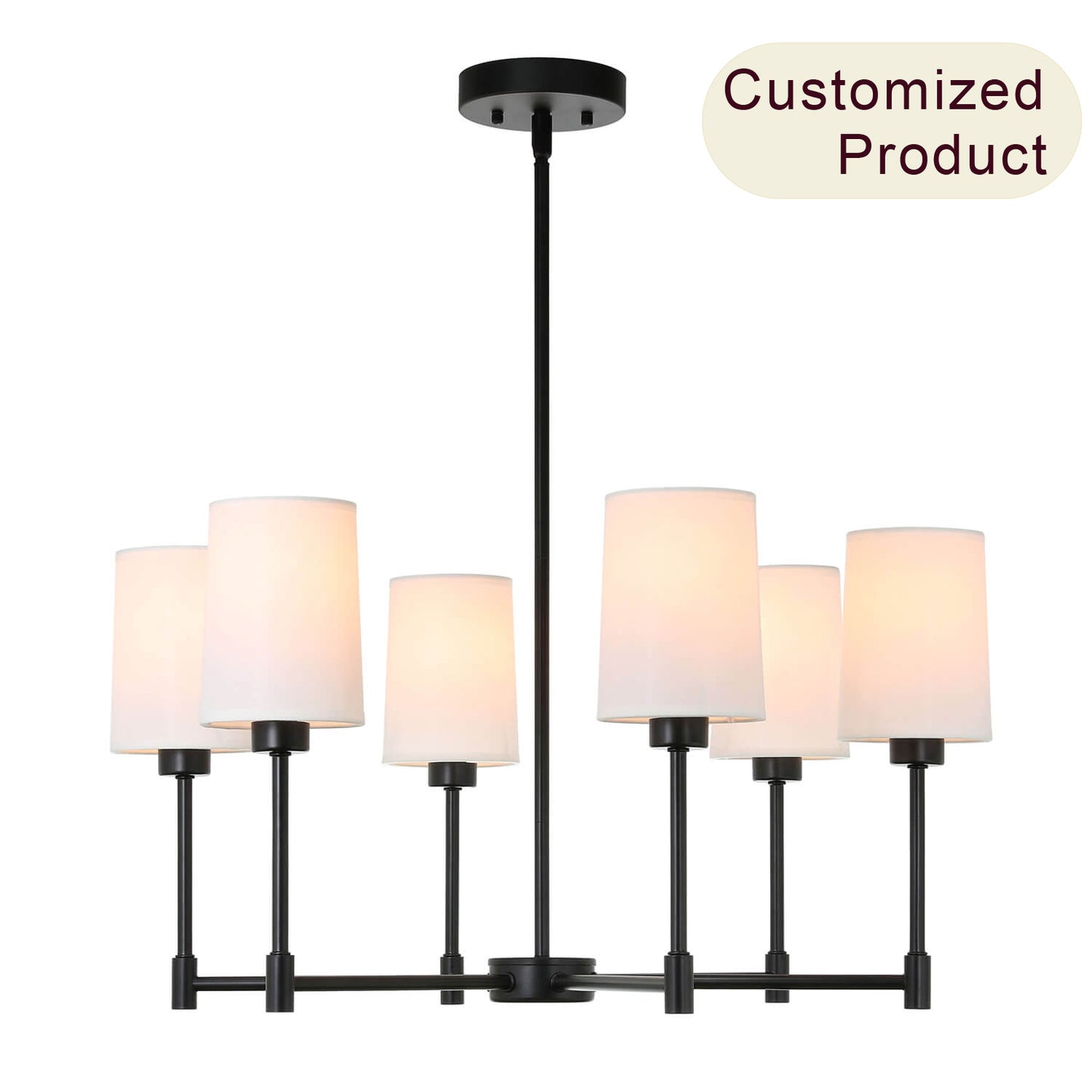 Modern Black 6-Light Fabric Shade Chandelier XB-C1215-6-MBK