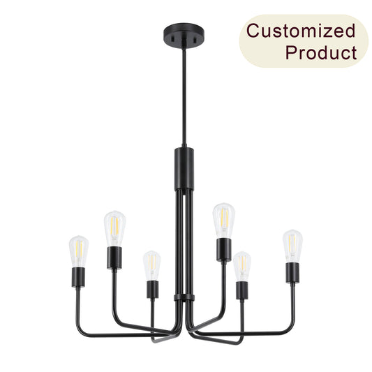 6-Light Chandelier, Black Pendant Ceiling Light, Living and Dining Room Lighting XB-C1234-6-MBK