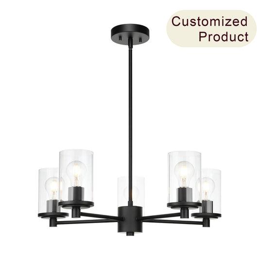 Modern Black Glass Chandelier for Dining Room XB-C1240-5-MB