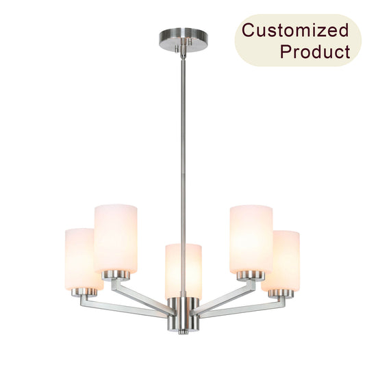 Modern 5-Light Brushed Nickel Chandelier with Glass for Dining Room XB-C1272-5-BN