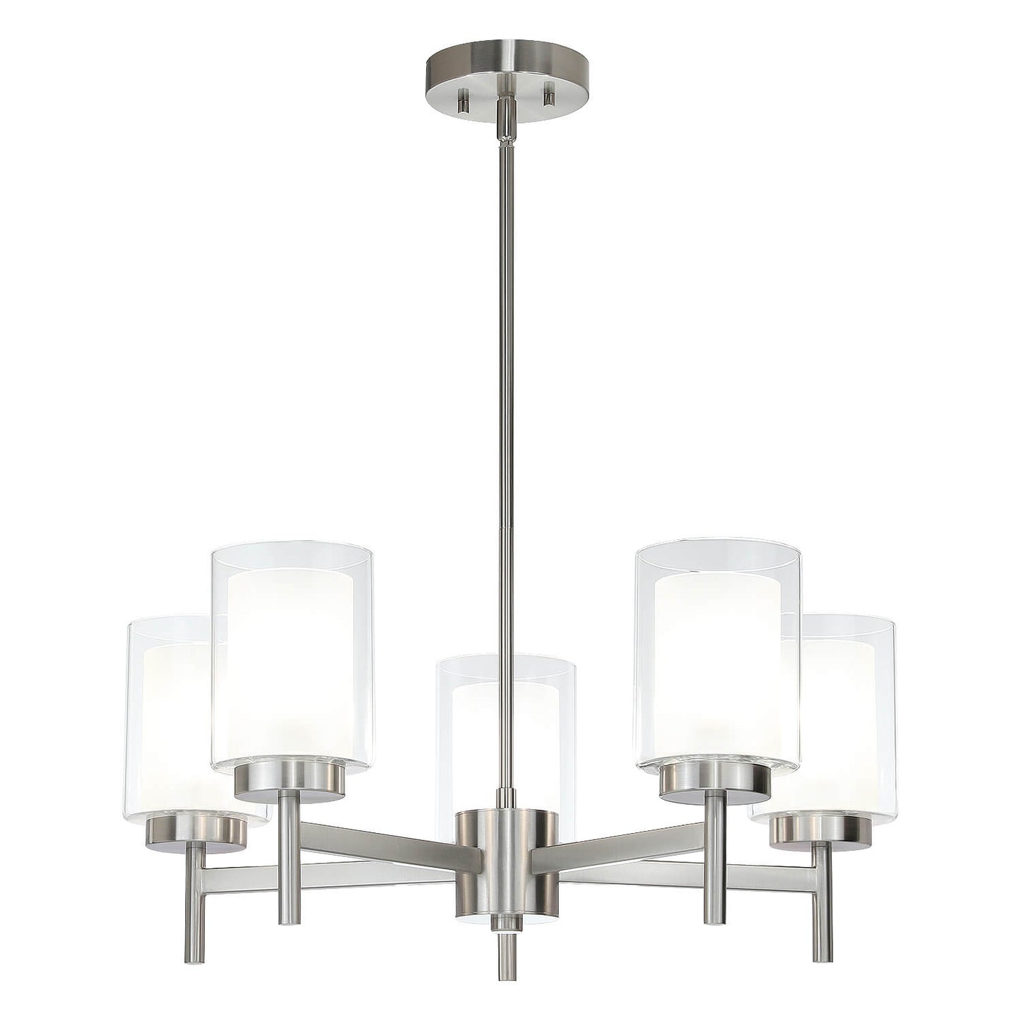 Modern 5 Light Glass Pendant Chandelier - Brushed Nickel XB-C1276-5-BN