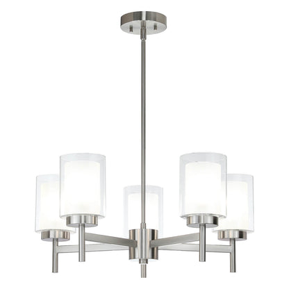 Modern 5 Light Glass Pendant Chandelier - Brushed Nickel XB-C1276-5-BN