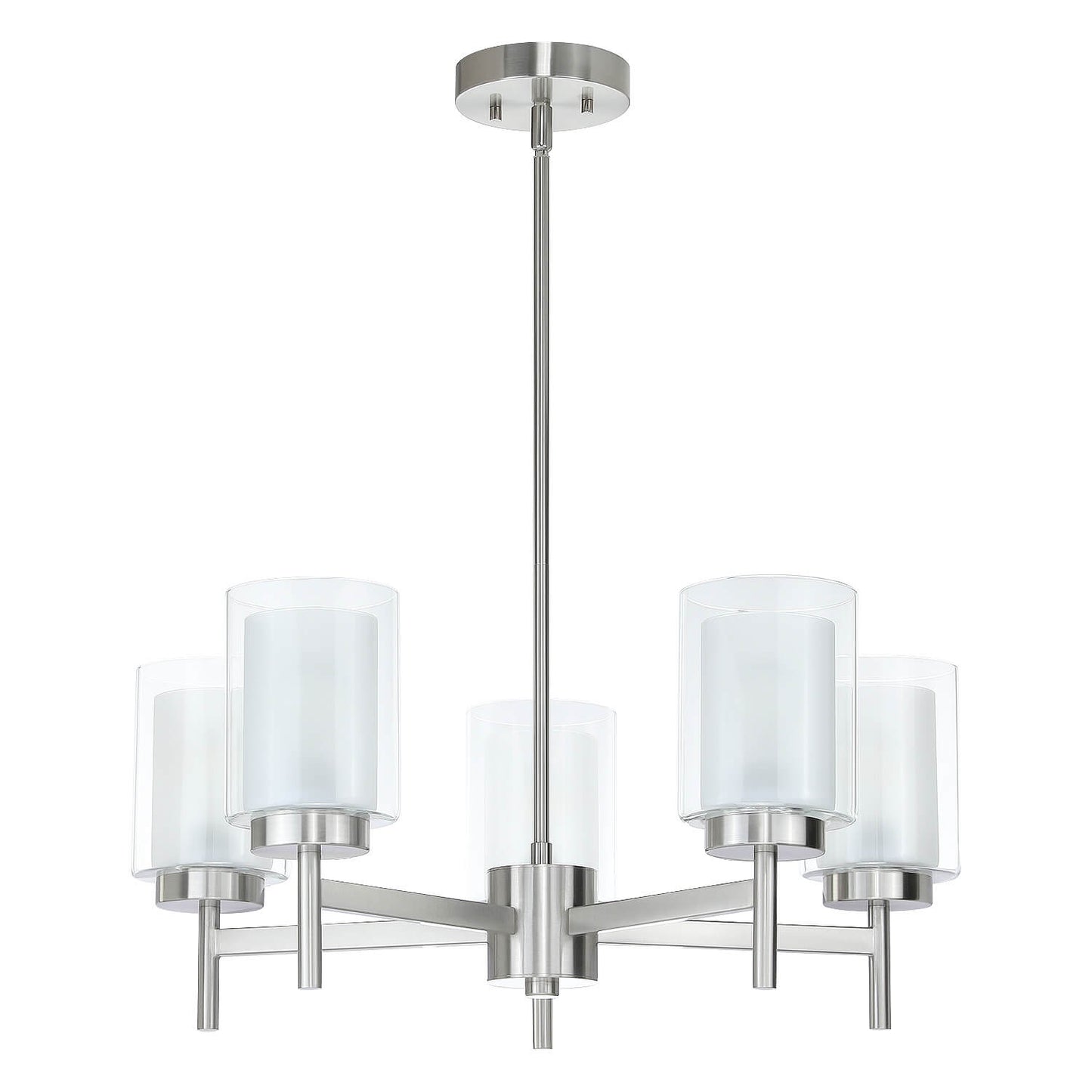 Modern 5 Light Glass Pendant Chandelier - Brushed Nickel XB-C1276-5-BN