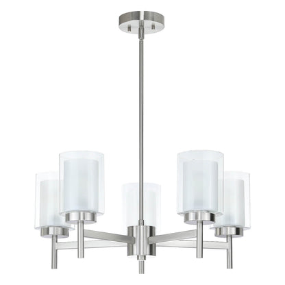 Modern 5 Light Glass Pendant Chandelier - Brushed Nickel XB-C1276-5-BN