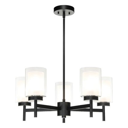 5-Light Black Adjustable Chandelier with Glass for Dining Room XB-C1276-5-MB