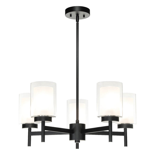 5-Light Black Adjustable Chandelier with Glass for Dining Room XB-C1276-5-MB
