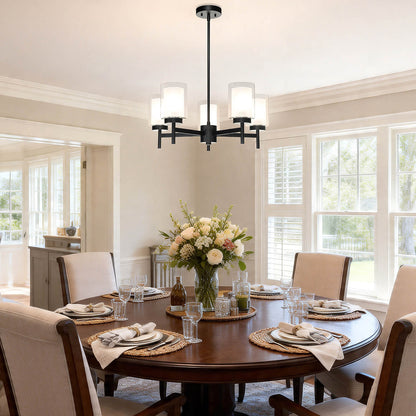 5-Light Black Adjustable Chandelier with Glass for Dining Room XB-C1276-5-MB