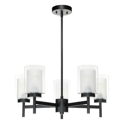 5-Light Black Adjustable Chandelier with Glass for Dining Room XB-C1276-5-MB