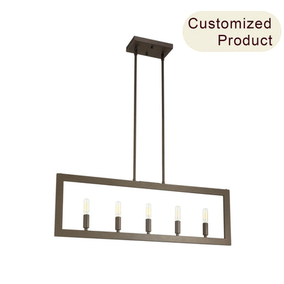 5-Light Modern Farmhouse Linear Chandelier in Dark Bronze XB-C1278-5-DB