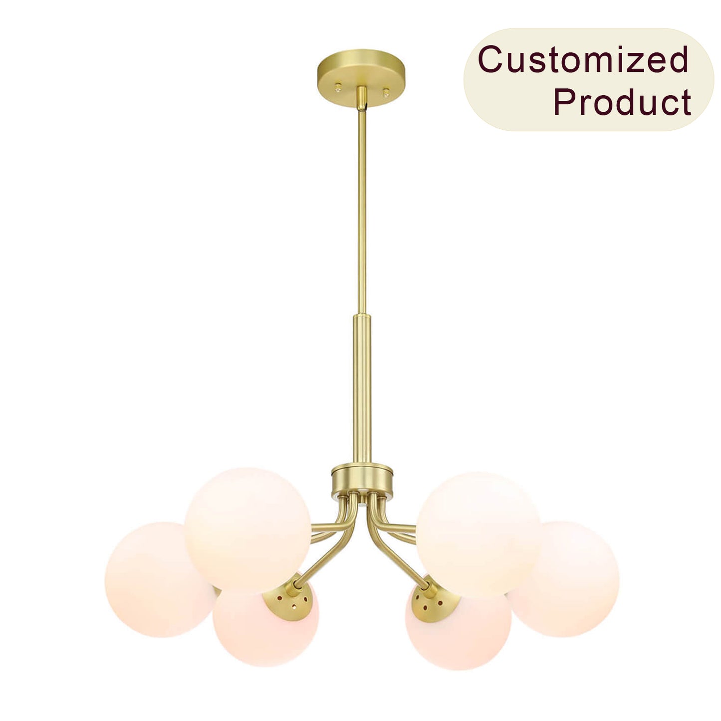 6-Light Mid-Century Modern Brass Chandelier XB-C1304-6-SB