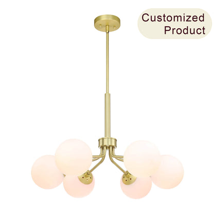 6-Light Mid-Century Modern Brass Chandelier XB-C1304-6-SB